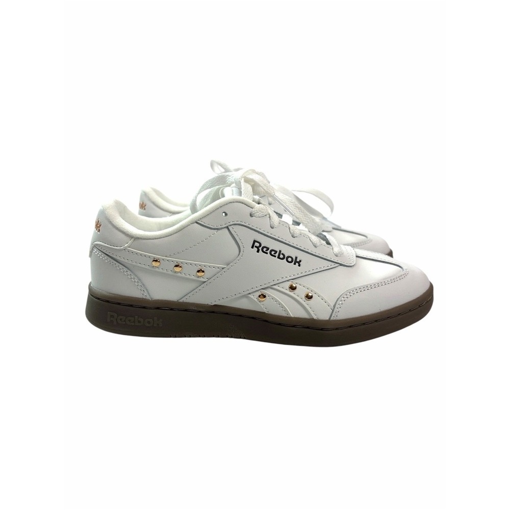 Reebok White Gold-Tone Studded Gum Sole Sneakers Women's Size 6